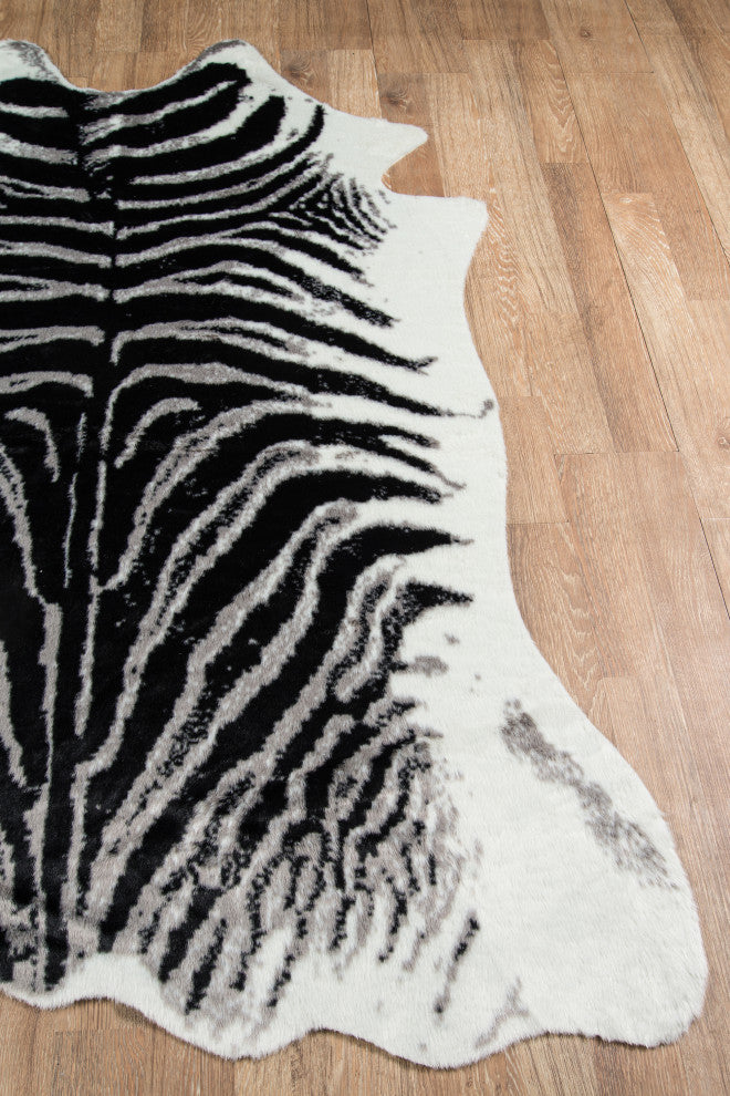 Erin Gates by Momeni Acadia Zebra Black Hand Woven Wool Area Rug 5'3"x7'10"