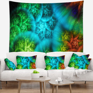 Biblical Sky with Green Clouds Abstract Wall Tapestry, 92"x78"