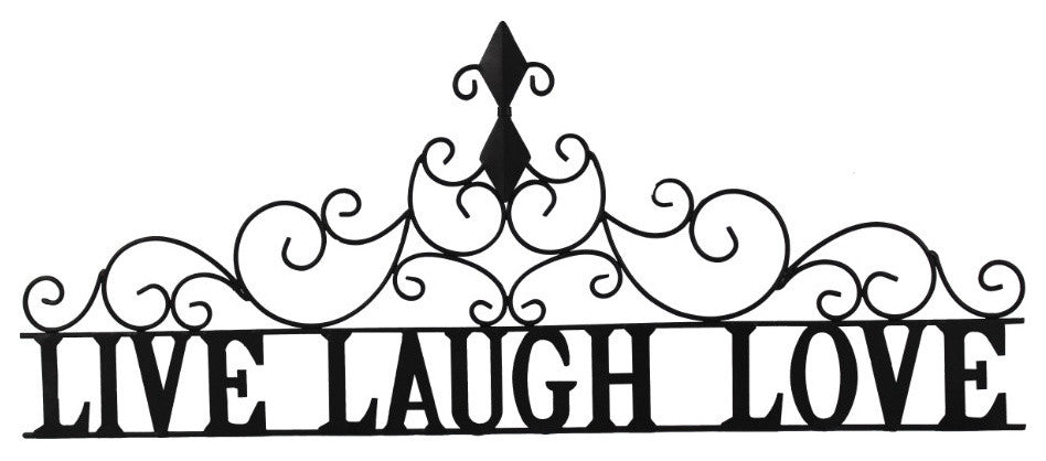 Benzara Live laugh Love Metal Wall Decor, Black