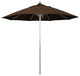 9' Silver Anodized Push Lift Fiberglass Rib Aluminum Umbrella, Pacifica, Mocha