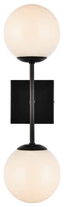 Noah 2-Light Black and White Glass Wall Sconce