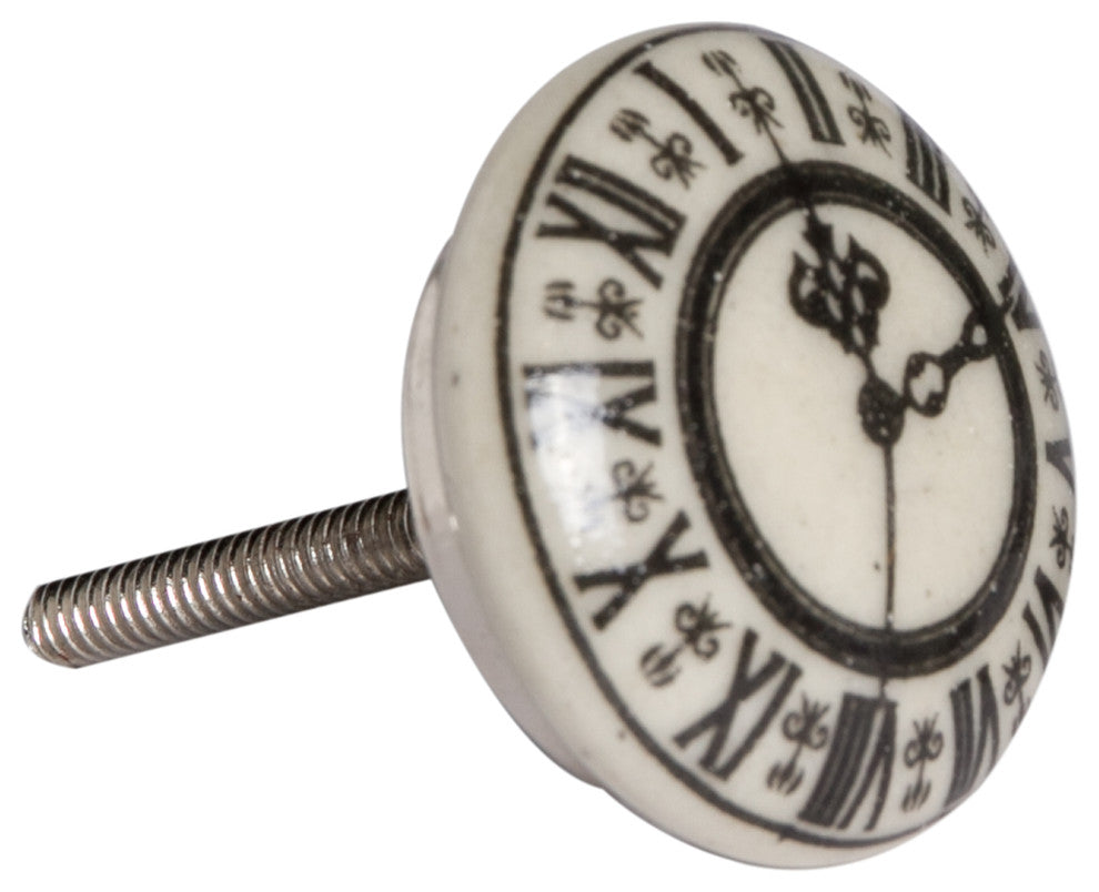 Knob-It Vintage Handpainted Ceramic Knobs, Set of 12, Cream/Black/Gray