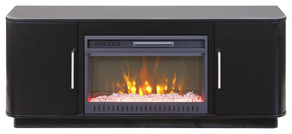 Modern 60" Fireplace Console Entertainment, Black