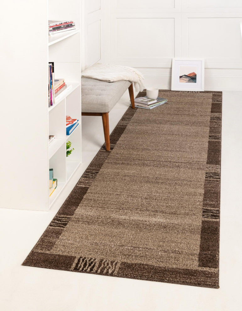 Rug Unique Loom Del Mar Light Brown Runner 2' 7 x 10' 0