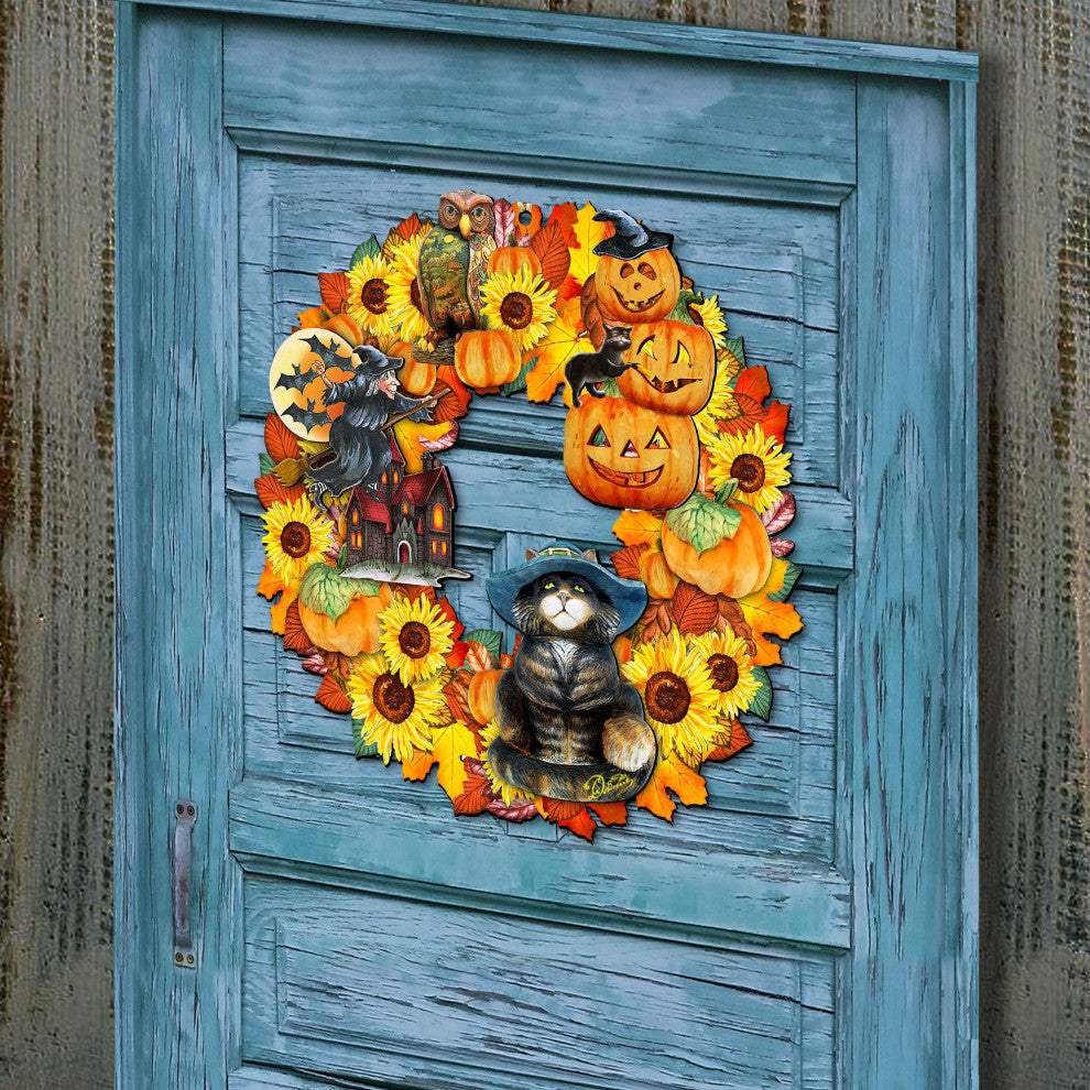 Halloween Wreath Wood Door Hanger