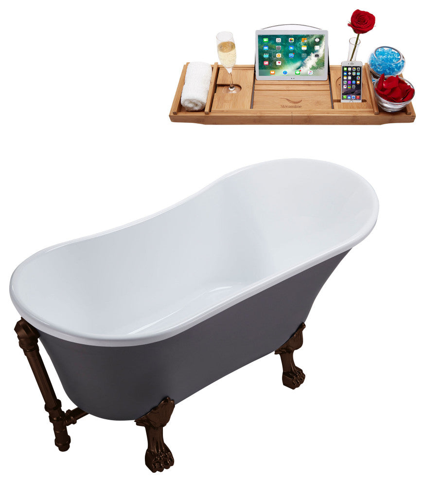 55" Streamline N355ORB-ORB Clawfoot Tub and Tray With External Drain