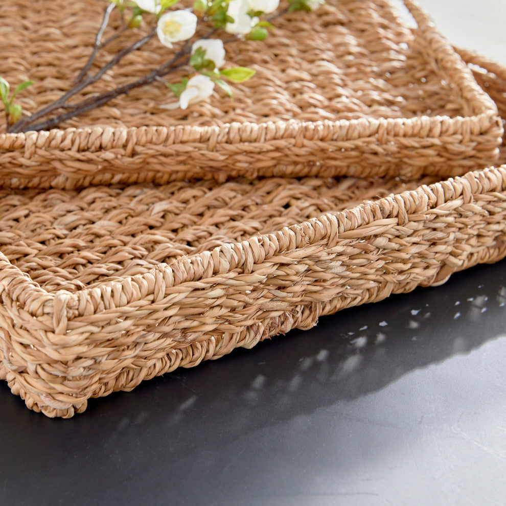 Seagrass Rectangular Trays, Set of 2