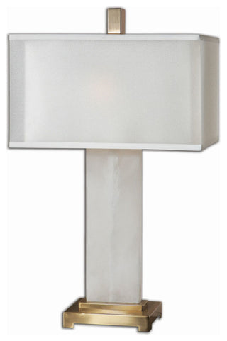Uttermost 26136-1 Athanas 2 Light Table Lamp - White Alabaster with Coffee