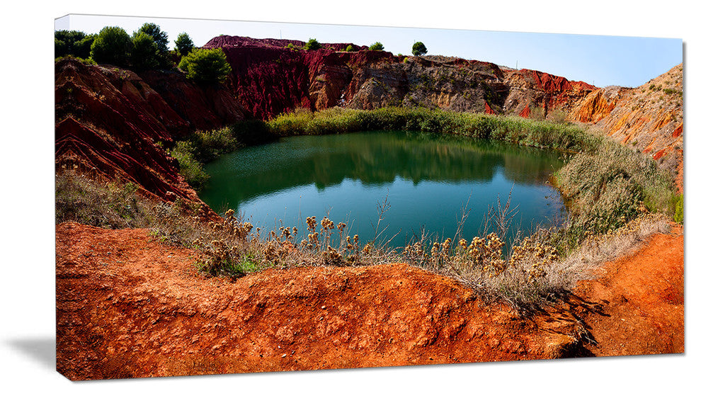"Bauxite Mine With Lake" Landscape Canvas Photo Print, 32"x16"