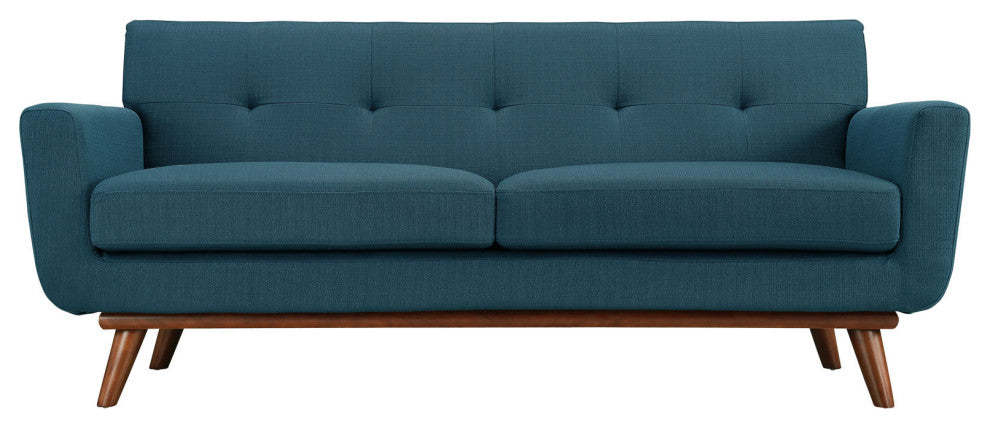 Engage Upholstered Fabric Loveseat, Azure