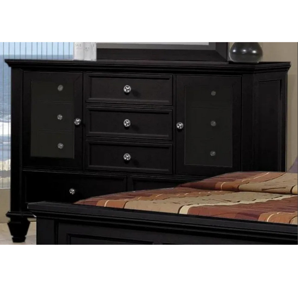 Wood Dresser with 11 Drawers, Black