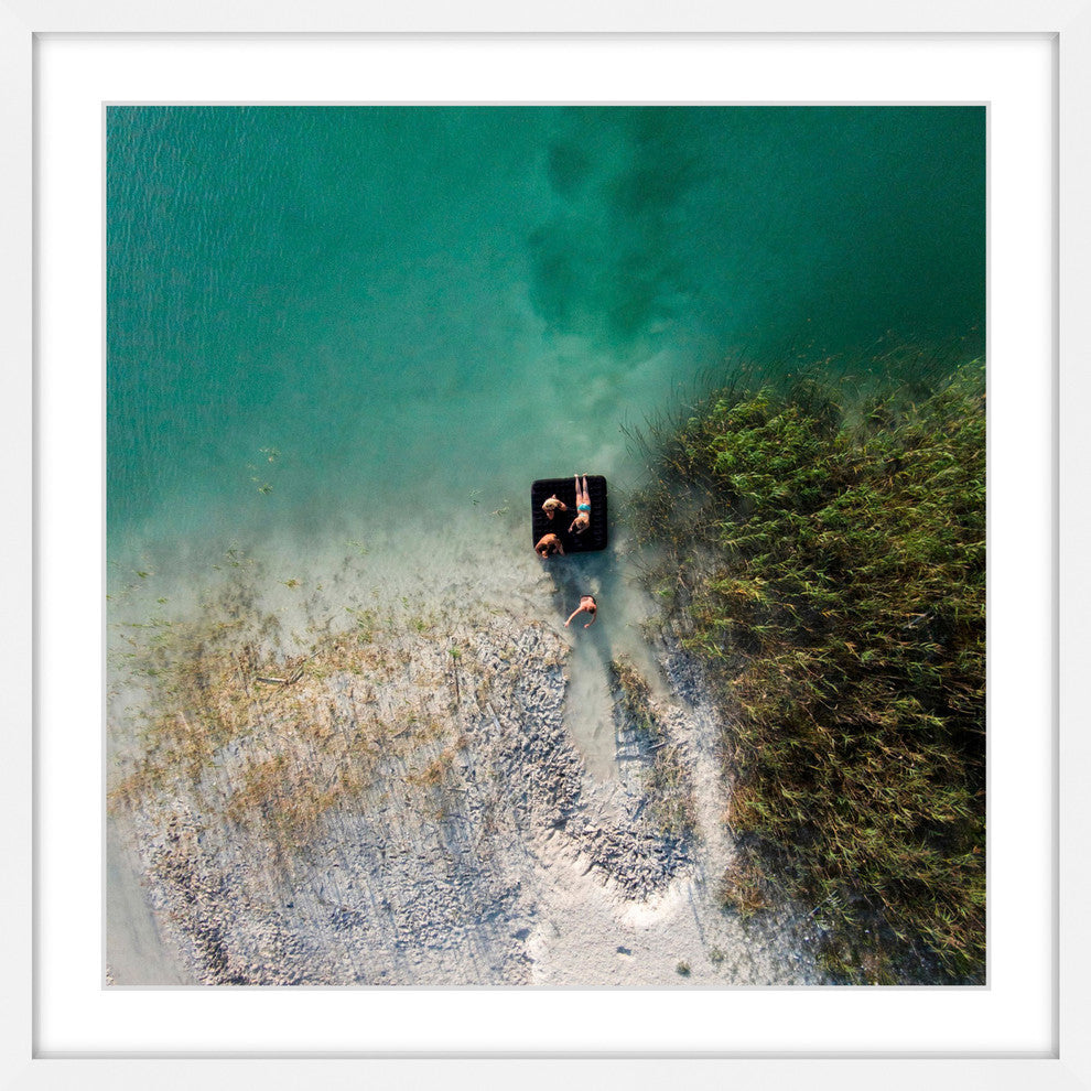 "Aqua Lake Chill" Framed Print by Karolis Janulis