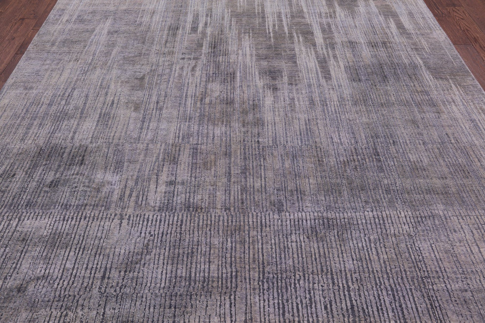 Abstract Wool and Silk Hand Knotted Rug 8' 11" X 11' 11" Q9043