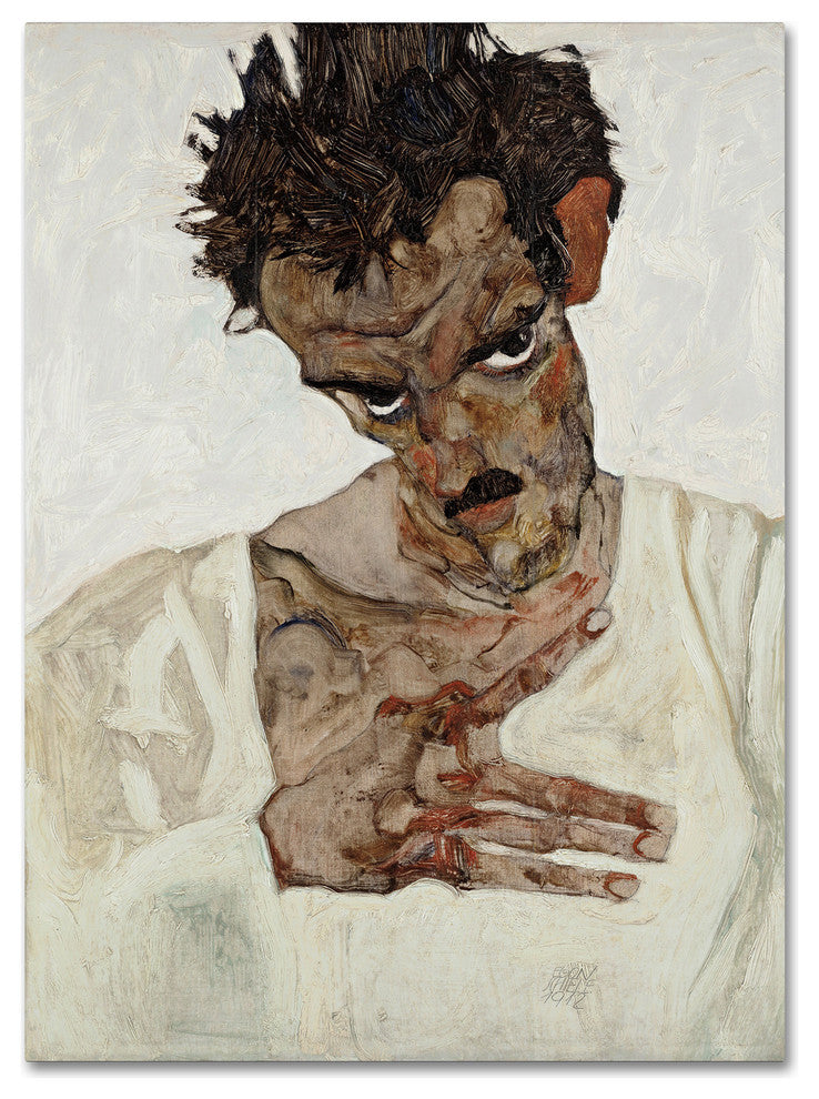 Egon Schiele 'Self Portrait' Canvas Art, 19 x 14