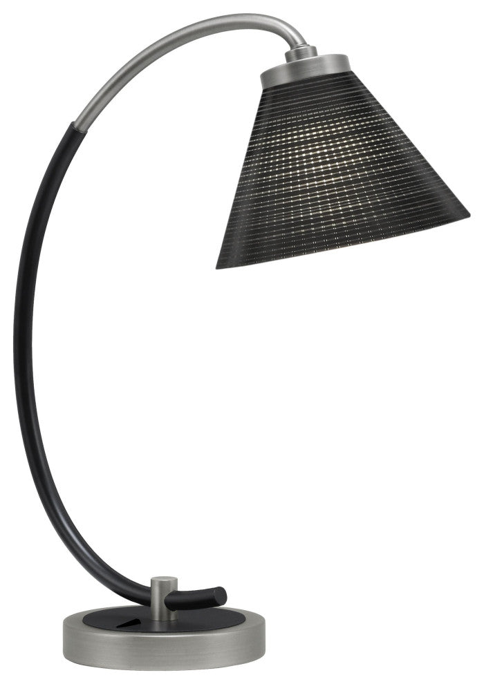 1-Light Desk Lamp, Graphite/Matte Black Finish, 7" Black Matrix Glass