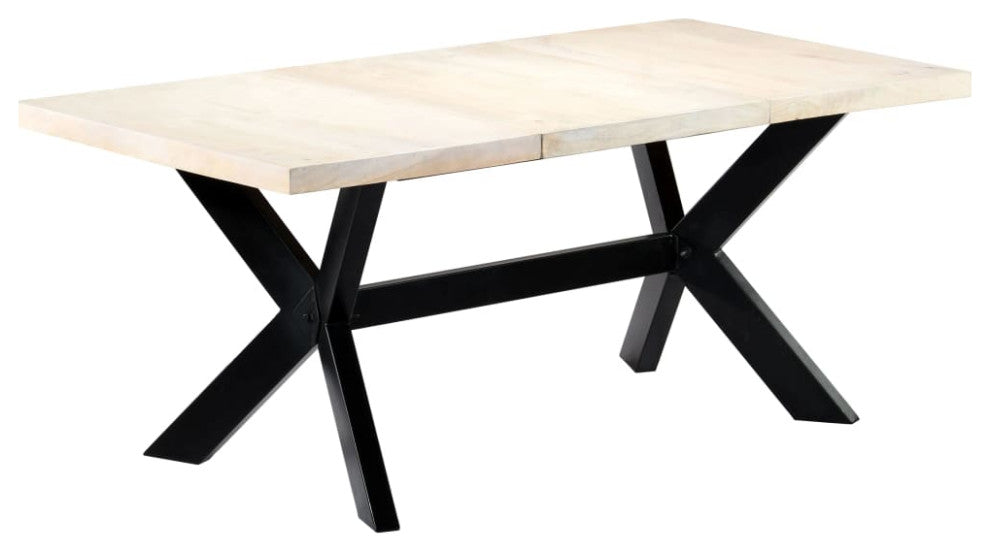 vidaXL Dining Table White 70.9"x35.4"x29.5" Solid Mango Wood