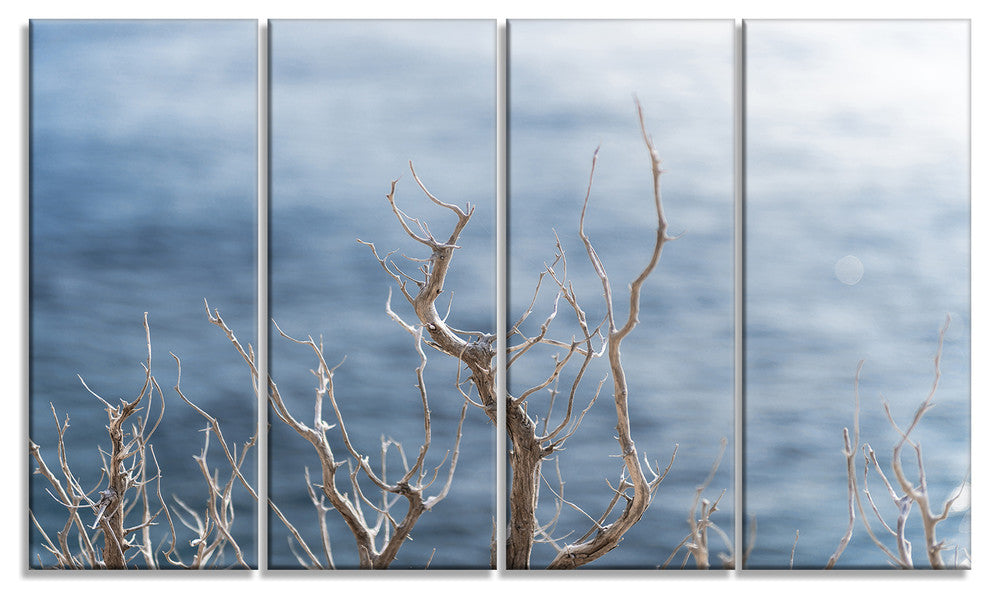 Leafless Winter Branches, Landscape Canvas Art Print, 48"x28", 4 Panels