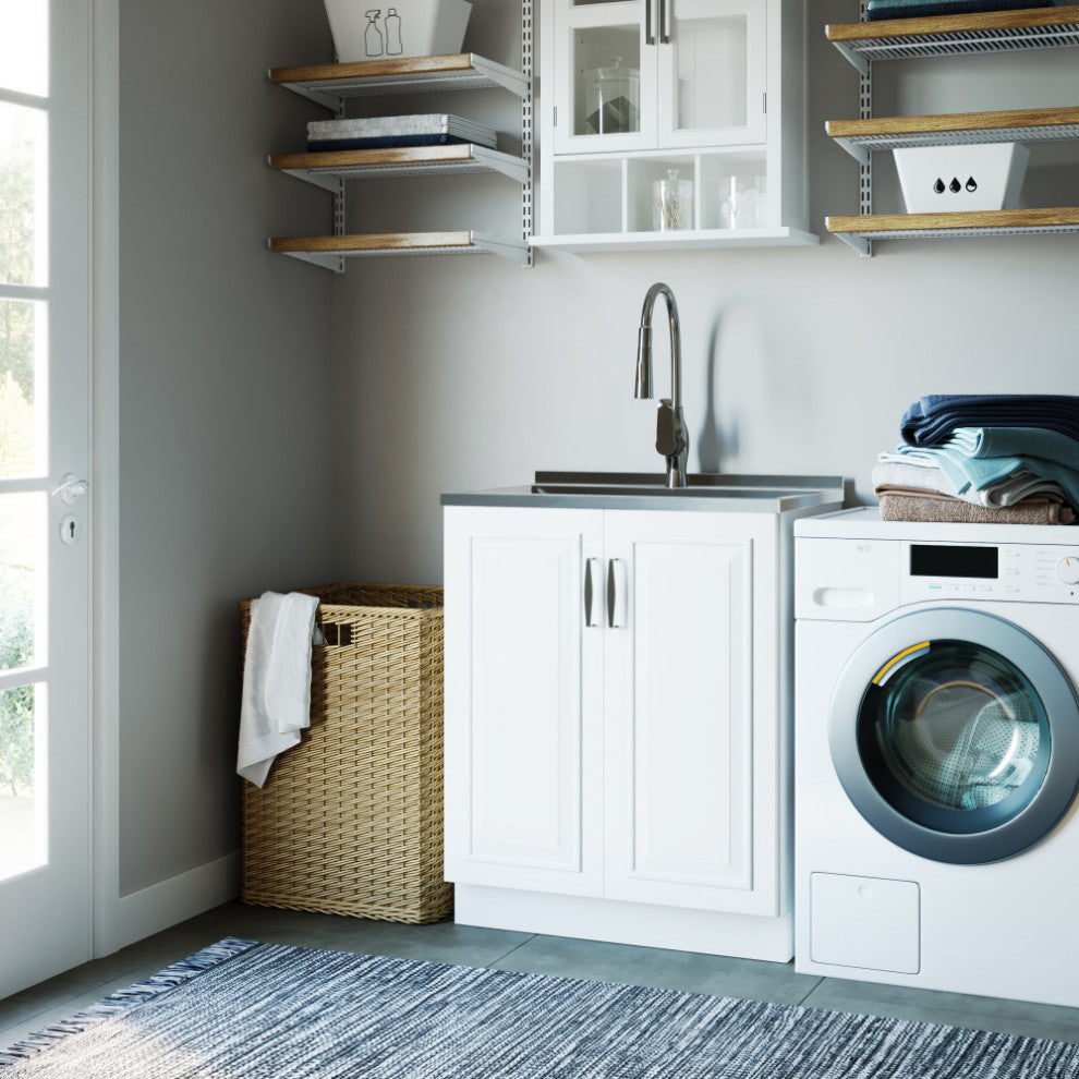 Darwin 28-inch Utility Sink & Cabinet in Pure White