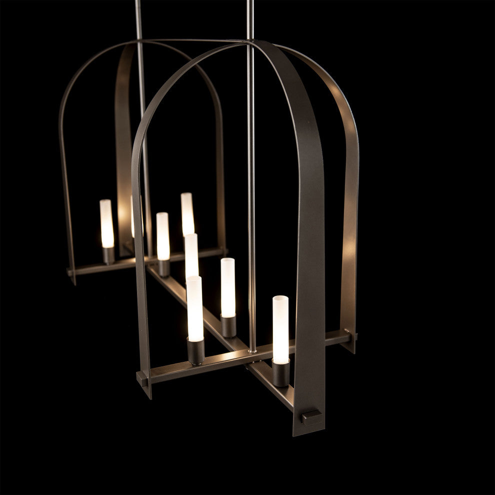 Triomphe 9-Light Linear Pendant Dark Smoke Frosted Glass