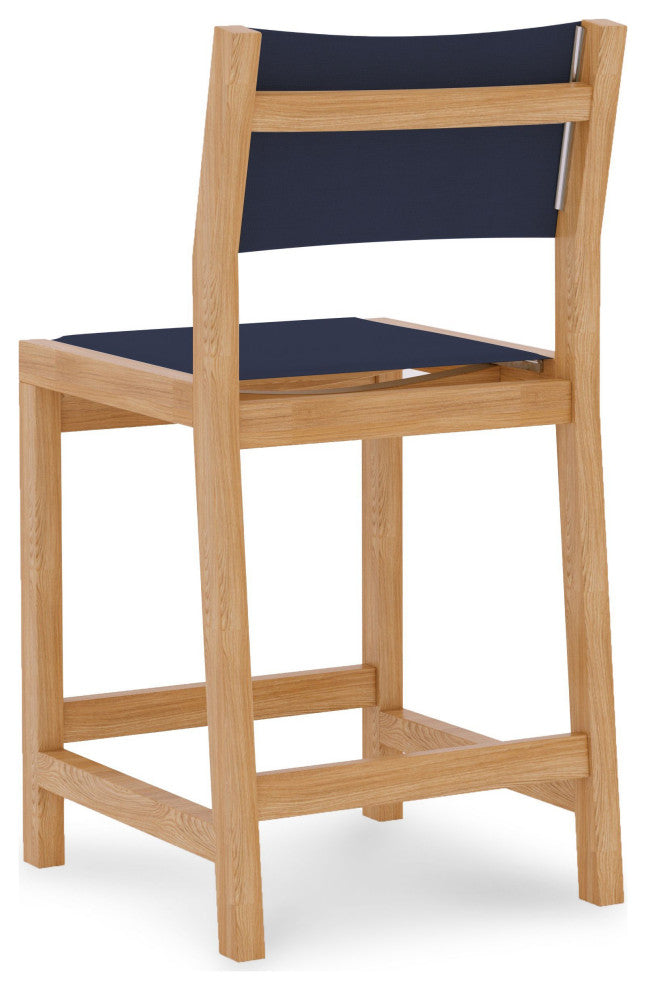 Pearl Teak Outdoor Counter Height Stool in Blue