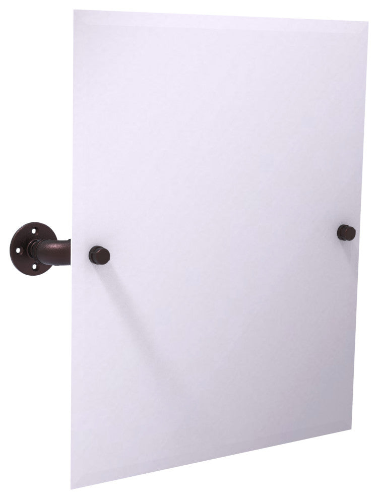 Pipeline Frameless Rectangular Wall Mounted Tilt Mirror, Antique Bronze