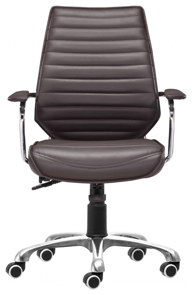 Brown Faux Leather Executive Channel Back Rolling Office Chair