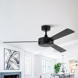 52-inch Modern 3-Blade Black LED Ceiling Fan without Light