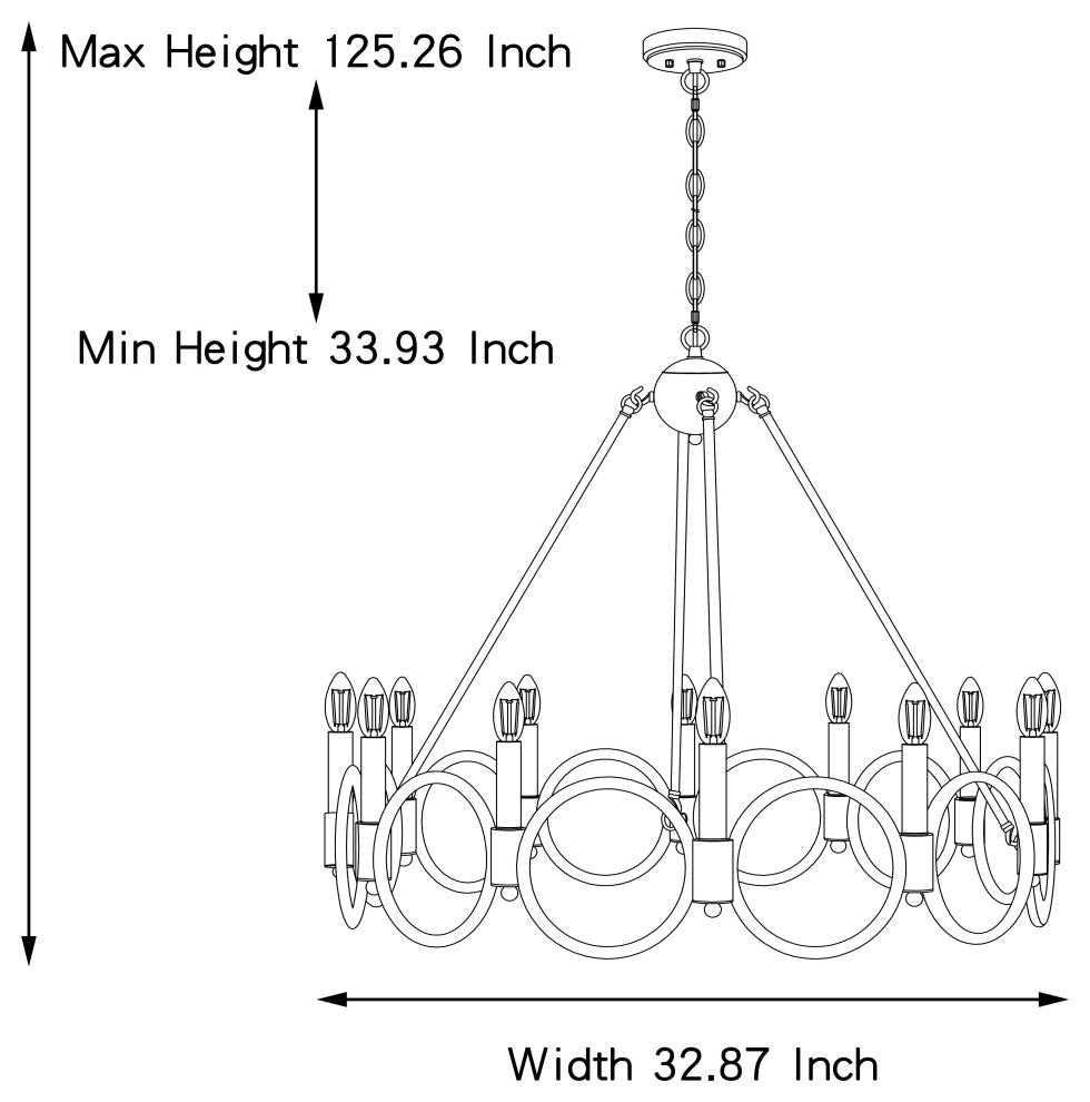 12 Light Wagon Wheel Candle Style Chandelier, Classic Black