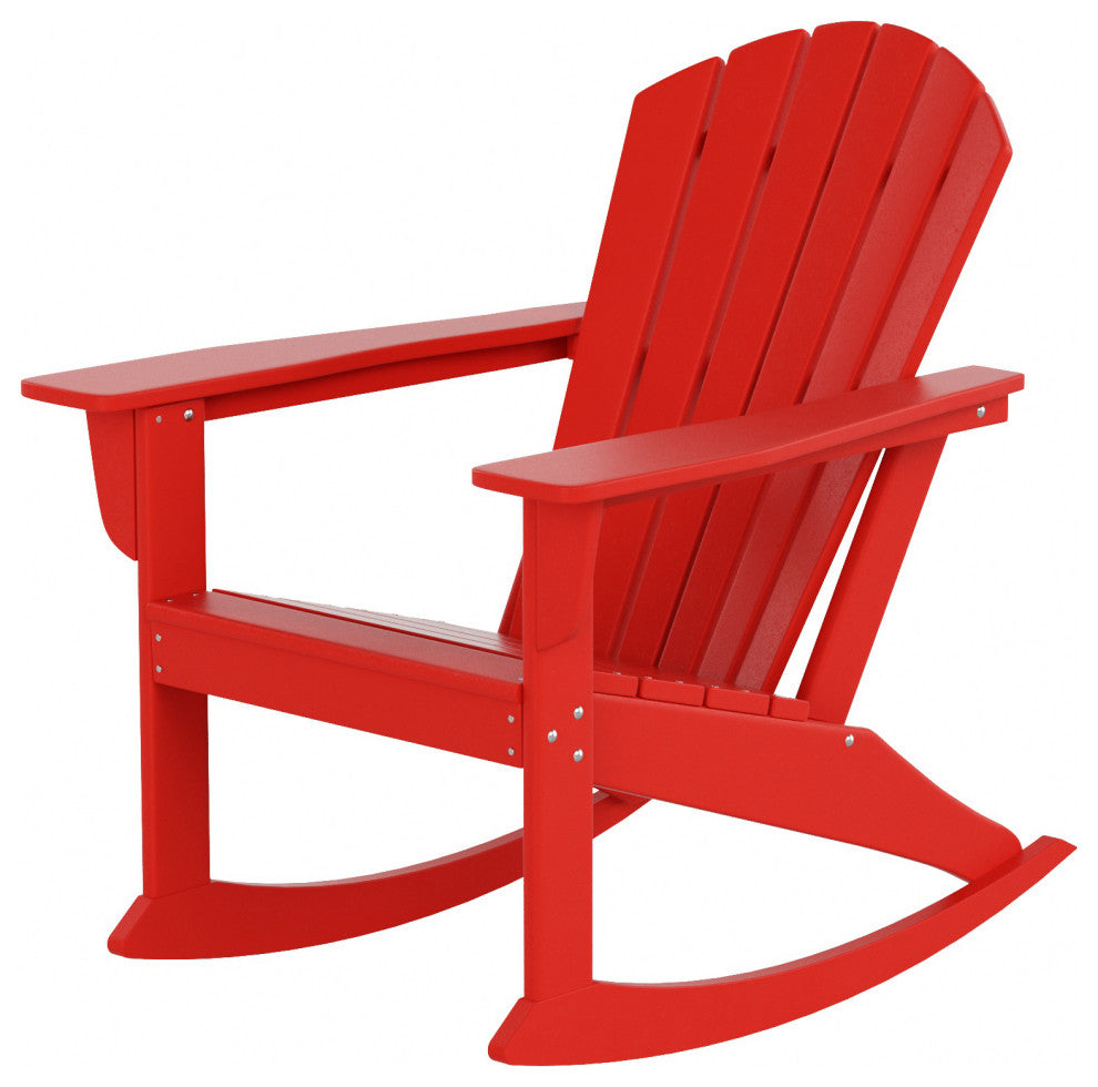 WestinTrends Outdoor Patio Poly Lumber Adirondack Porch Rocking Chair Rocker, Red