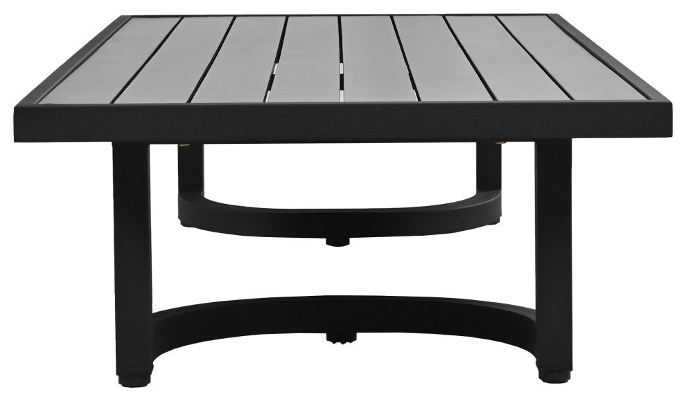 4-Piece Outdoor  Steel Patio Sectional with Table and Cushions, Blue