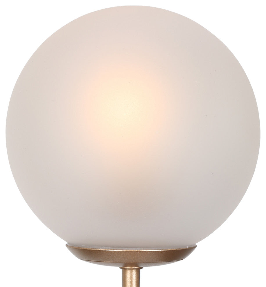 LALUZ 6-Light 27" Gold and Frosted Glass Mid Century Globe Chandelier