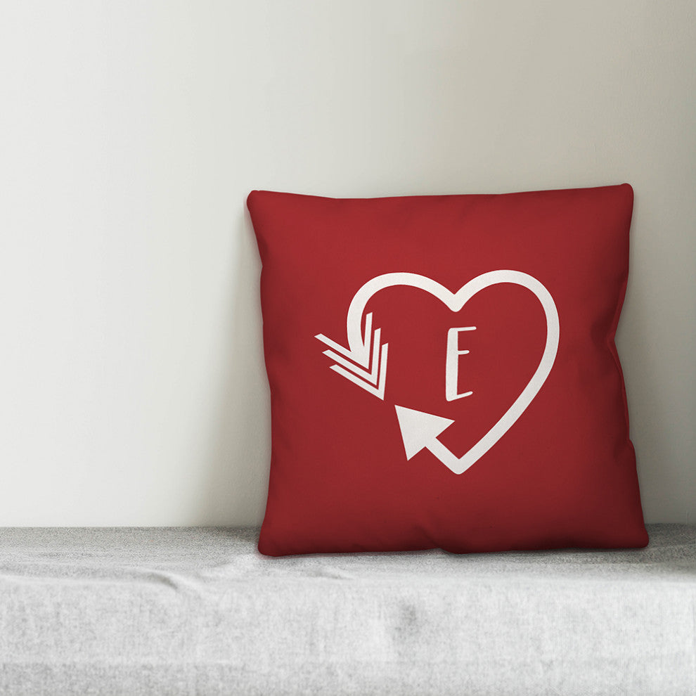 Heart Monogram - E 18x18 Indoor / Outdoor Pillow