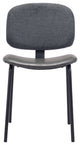 Dining Chair, Set of 2, Faux Vinyl Leather, Steel, Gray, Black, Cafe