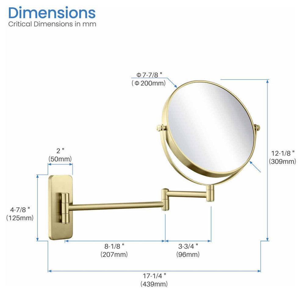 Circular Magnifying Makeup/shaving Mirror, Brushed Gold
