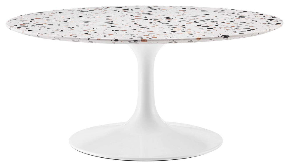 Lippa 36" Round Terrazzo Coffee Table, White White
