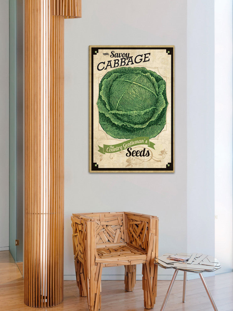 "Seed Packet Cabbage" Painting Print on Canvas