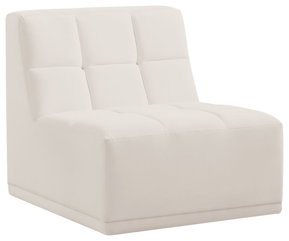 Relax Velvet Upholstered Armless Chair, Cream