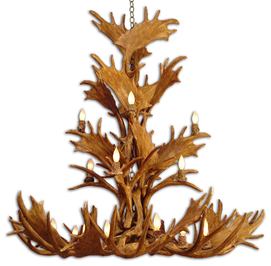 Reproduction antler Fallow / Mule Deer Triple Tier Chandelier, Large,