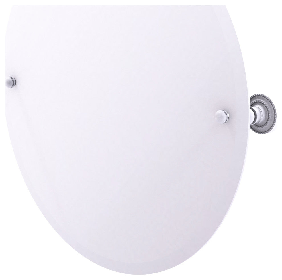 Frameless Round Tilt Mirror with Beveled Edge, Matte White