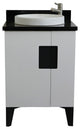 25" Single Sink Vanity, White Finish With Black Galaxy Granite And Round Sink