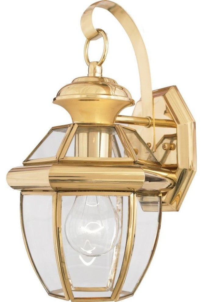 Quoizel NY8315B One Light Outdoor Wall Lantern, Polished Brass Finish