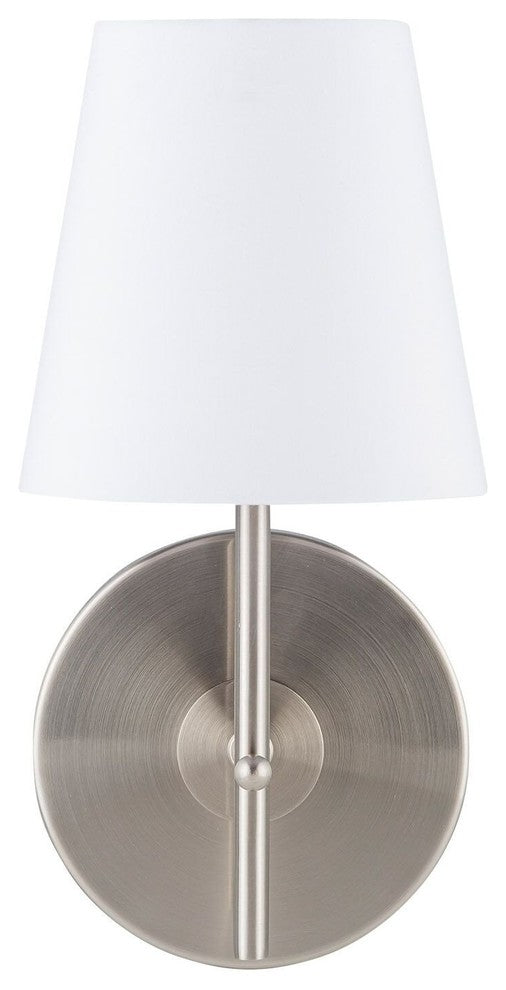 Tamb Wall Sconce with Fabric Shade, Brushed Nickel