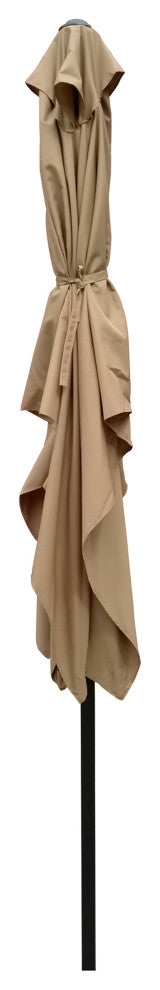 9' Outdoor Patio Market Umbrella With Push Button Tilt and Crank, Tan