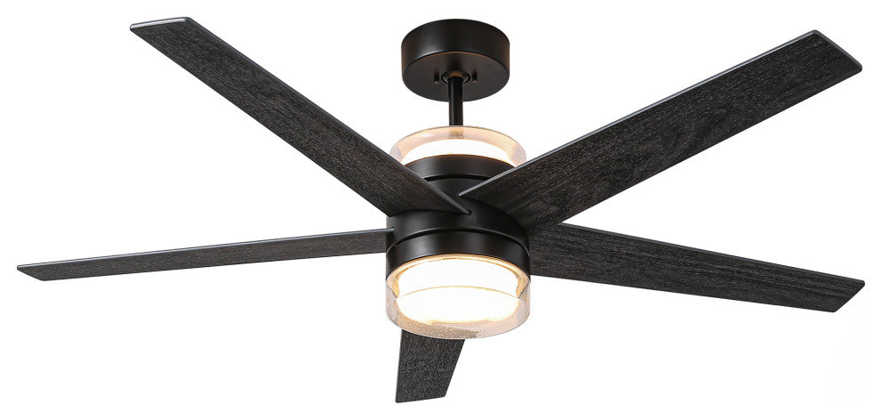 52-inch Black Modern Ceiling Fans with Lights and Wall Control