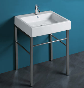 Whitehaus B-U60-DUCG1-A06-1 Rectangular Sink Console with Front Towel Bar