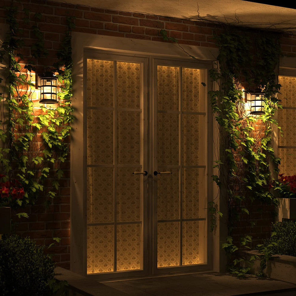 2 pack vintage wall lantern sconce with seeded glass black exterior lighting
