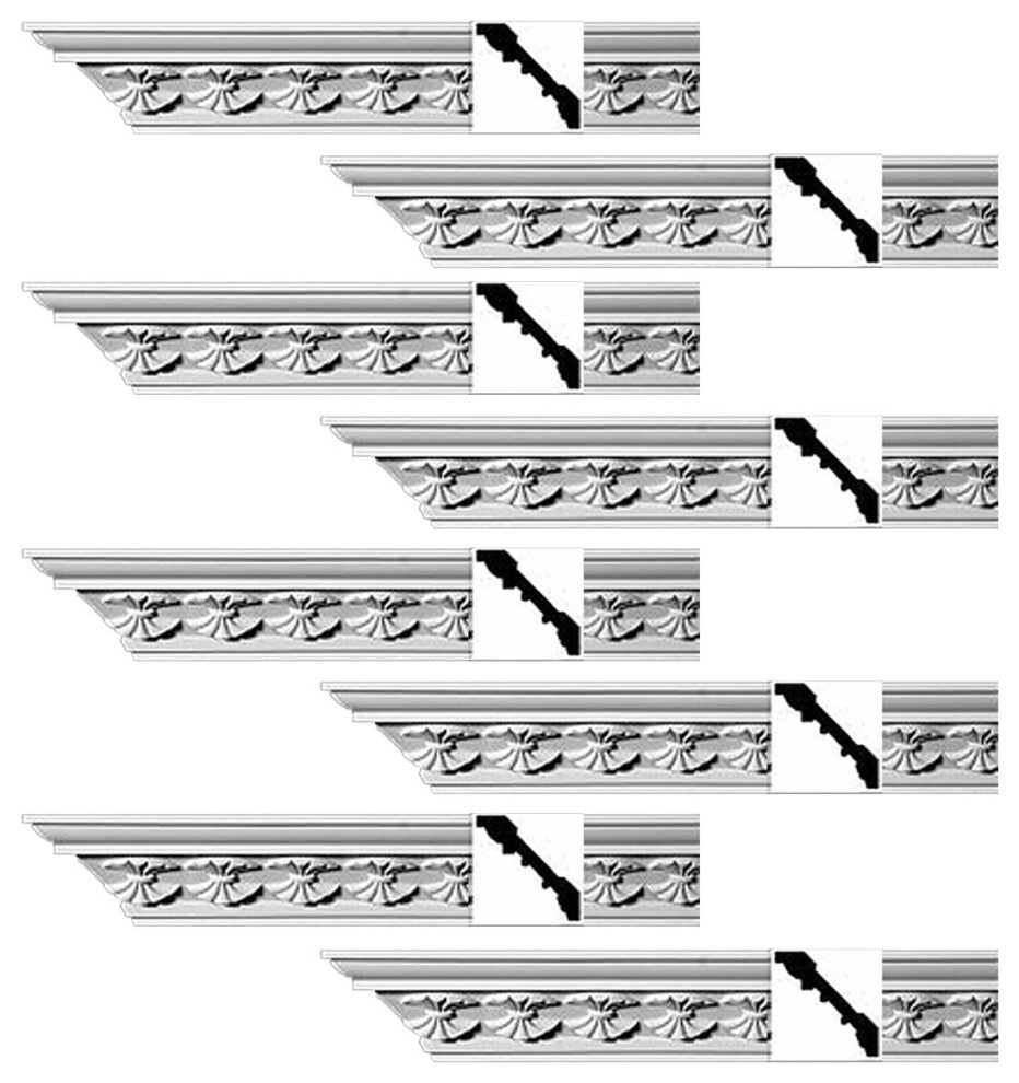 Ornate Cornice White Urethane Carlotta Design 8 Pieces Totaling 752" Length
