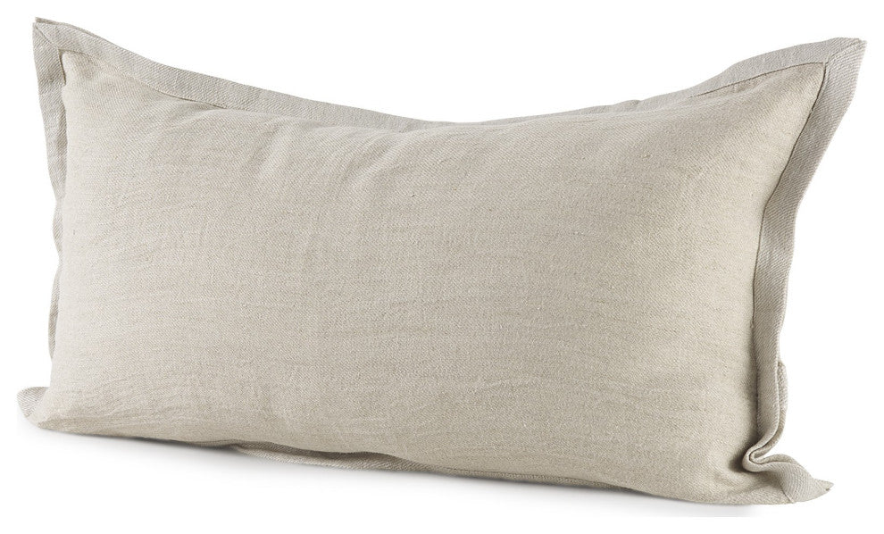 Cream Bordered Lumbar Pillow Cover