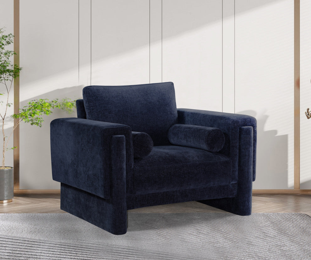 Madeline Chenille Fabric Upholstered Chair, Navy, Chair