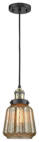 Chatham LED Mini Pendant, Black Antique Brass, Glass: Mercury Plated